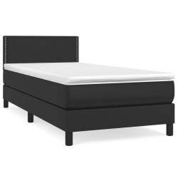vidaXL Cama box spring con colchón cuero sintético negro 90x190 cm