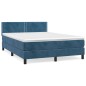 vidaXL Cama box spring con colchón terciopelo azul oscuro 140x200 cm