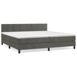 vidaXL Cama box spring con colchón terciopelo gris oscuro 200x200 cm