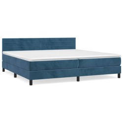 vidaXL Cama box spring con colchón terciopelo azul oscuro 200x200 cm