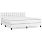 vidaXL Cama box spring con colchón cuero sintético blanco 180x200 cm