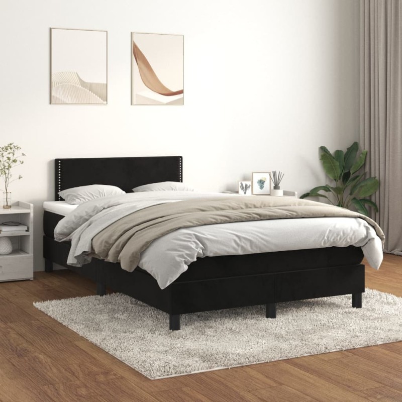 vidaXL Cama box spring con colchón terciopelo negro 120x200 cm vidaXL Cama box spring con colchón terciopelo negro 120x200 cm
