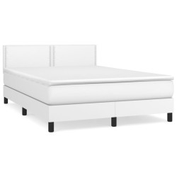 vidaXL Cama box spring con colchón cuero sintético blanco 140x190 cm