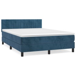 vidaXL Cama box spring con colchón terciopelo azul oscuro 140x200 cm