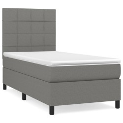 vidaXL Cama box spring con colchón tela gris oscuro 80x200 cm