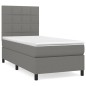vidaXL Cama box spring con colchón tela gris oscuro 80x200 cm