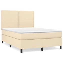 vidaXL Cama box spring con colchón tela color crema 140x190 cm