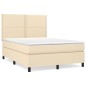 vidaXL Cama box spring con colchón tela color crema 140x190 cm vidaXL Cama box spring con colchón tela color crema 140x190 cm