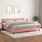 vidaXL Cama box spring con colchón terciopelo rosa 200x200 cm