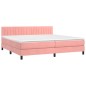 vidaXL Cama box spring con colchón terciopelo rosa 200x200 cm
