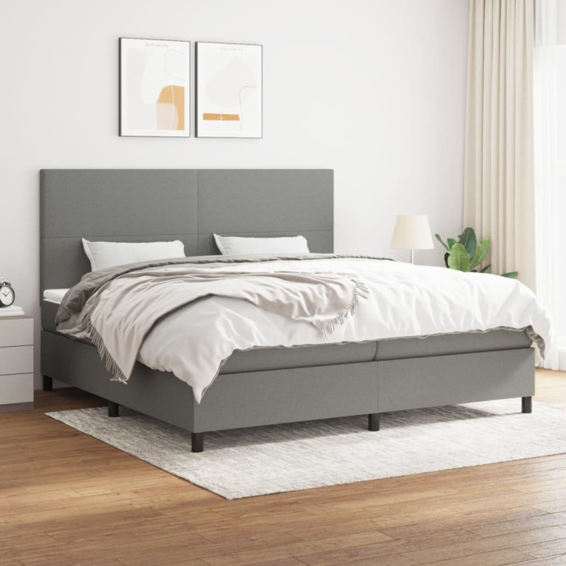 vidaXL Cama box spring con colchón tela gris oscuro 200x200 cm vidaXL Cama box spring con colchón tela gris oscuro 200x200 cm