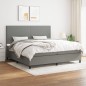 vidaXL Cama box spring con colchón tela gris oscuro 200x200 cm vidaXL Cama box spring con colchón tela gris oscuro 200x200 cm