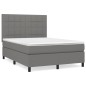 vidaXL Cama box spring con colchón tela gris oscuro 140x190 cm