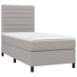 vidaXL Cama box spring con colchón tela gris claro 90x190 cm vidaXL Cama box spring con colchón tela gris claro 90x190 cm