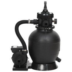 vidaXL Filtro de arena para piscinas con válvula de 6 vías negro