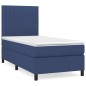 vidaXL Cama box spring con colchón tela azul 100x200 cm