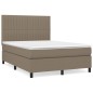 vidaXL Cama box spring con colchón tela gris taupe 140x190 cm