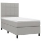 vidaXL Cama box spring con colchón tela gris claro 90x200 cm vidaXL Cama box spring con colchón tela gris claro 90x200 cm