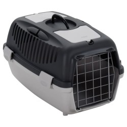 vidaXL Transportín de mascotas PP gris y negro 55x36x35 cm