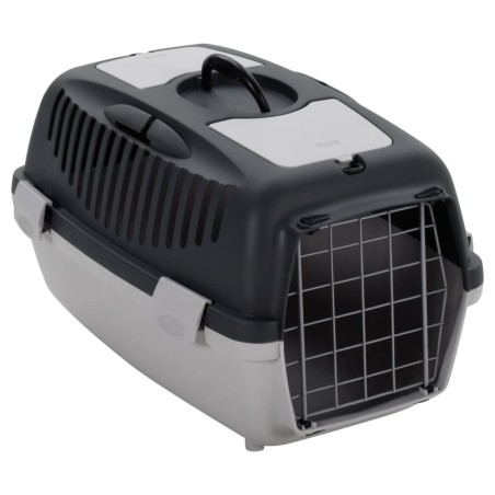 vidaXL Transportín de mascotas PP gris y negro 55x36x35 cm