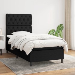 vidaXL Cama box spring con colchón tela negro 80x200 cm