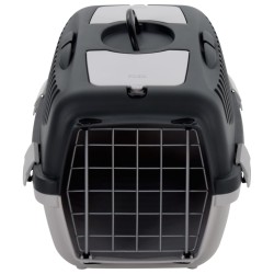 vidaXL Transportín de mascotas PP gris y negro 55x36x35 cm