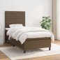 vidaXL Cama box spring con colchón tela marrón oscuro 100x200 cm