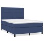 vidaXL Cama box spring con colchón tela azul 140x190 cm vidaXL Cama box spring con colchón tela azul 140x190 cm