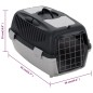 vidaXL Transportín de mascotas PP gris y negro 55x36x35 cm