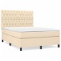vidaXL Cama box spring con colchón tela color crema 140x190 cm vidaXL Cama box spring con colchón tela color crema 140x190 cm