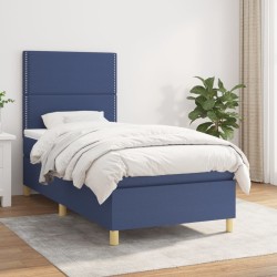 vidaXL Cama box spring con colchón tela azul 80x200 cm