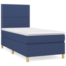 vidaXL Cama box spring con colchón tela azul 80x200 cm