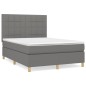 vidaXL Cama box spring con colchón tela gris oscuro 140x200 cm