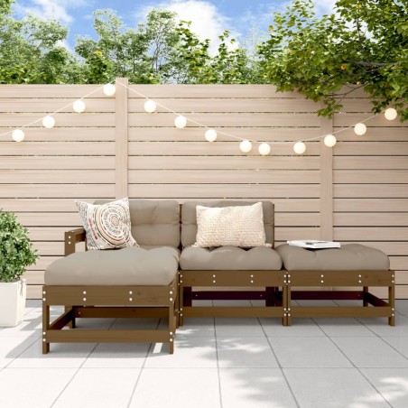 vidaXL Juego de muebles jardín 4 pzas madera maciza pino marrón miel