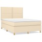 vidaXL Cama box spring con colchón tela color crema 140x200 cm vidaXL Cama box spring con colchón tela color crema 140x200 cm