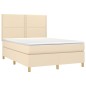 vidaXL Cama box spring con colchón tela color crema 140x200 cm vidaXL Cama box spring con colchón tela color crema 140x200 cm