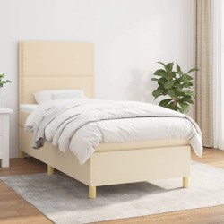 vidaXL Cama box spring con colchón tela color crema 90x190 cm