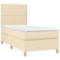 vidaXL Cama box spring con colchón tela color crema 90x190 cm vidaXL Cama box spring con colchón tela color crema 90x190 cm