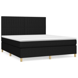 vidaXL Cama box spring con colchón tela negro 160x200 cm