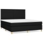 vidaXL Cama box spring con colchón tela negro 160x200 cm