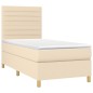 vidaXL Cama box spring con colchón tela color crema 90x200 cm