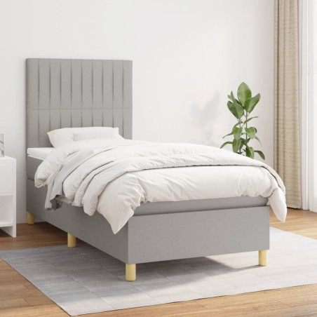 vidaXL Cama box spring con colchón tela gris claro 80x200 cm