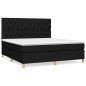 vidaXL Cama box spring con colchón tela negro 160x200 cm