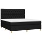 vidaXL Cama box spring con colchón tela negro 160x200 cm