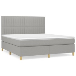 vidaXL Cama box spring con colchón tela gris claro 160x200 cm