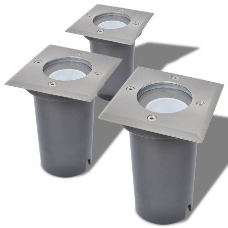 vidaXL Luces de suelo de exterior cuadradas 3 unidades