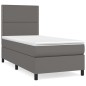 vidaXL Cama box spring con colchón cuero sintético gris 90x200 cm vidaXL Cama box spring con colchón cuero sintético gris 90x200 cm