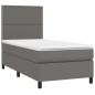 vidaXL Cama box spring con colchón cuero sintético gris 90x200 cm vidaXL Cama box spring con colchón cuero sintético gris 90x200 cm