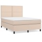 vidaXL Cama box spring con colchón cuero sintético capuchino 140x190cm vidaXL Cama box spring con colchón cuero sintético capuchino 140x190cm