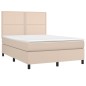 vidaXL Cama box spring con colchón cuero sintético capuchino 140x190cm vidaXL Cama box spring con colchón cuero sintético capuchino 140x190cm